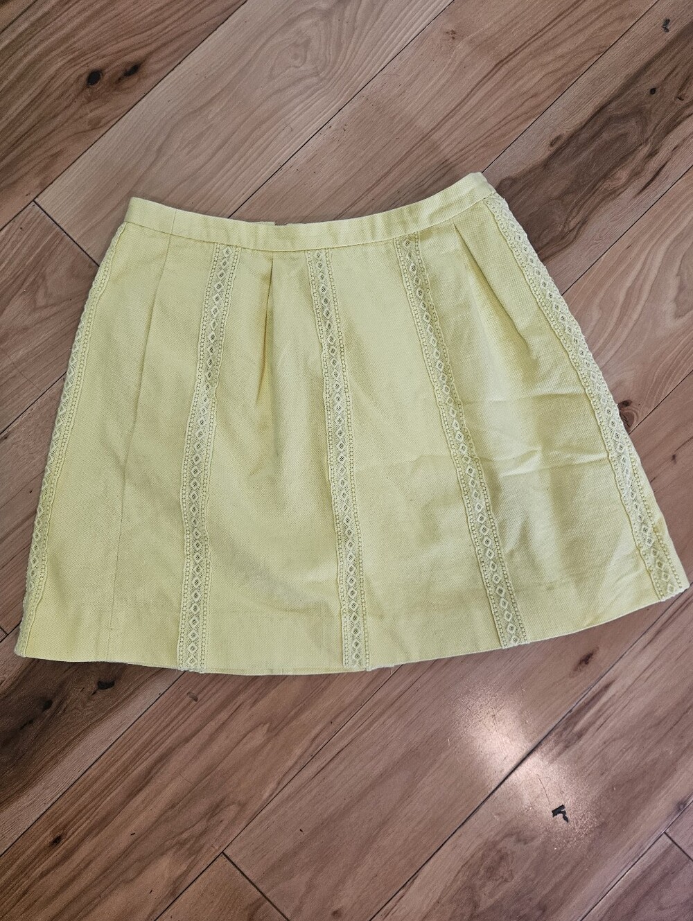 J. Crew  Yellow Lace-Trim A-Line Skirt